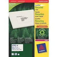 Avery White 63.5 x 38.1 mm Self Adhesive Laser Recycled Address Labels - 21 Per Page - 100 Sheets (LR7160-100)