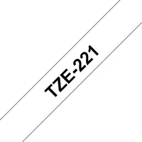 Brother TZE-221. Label colour: Black on white Tape type: TZe Print technology: Inkjet. Tape width: 9 mm Tape length: 8 m Width: 20 mm. Pallet gross height: 16.2 cm Master (outer) cases per pallet: 36 pc(s) Layers per pallet: 6 pc(s)