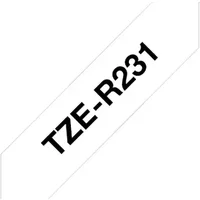 Brother TZE-R231. Label colour: Black on white Tape type: TZe Product colour: Black. Tape width: 1.2 cm Tape length: 4 m Width: 69 mm. Pallet gross height: 13.4 cm Master (outer) cases per pallet: 280 pc(s) Layers per pallet: 10 pc(s)