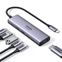 Ugreen USB-C Hub 6-in-1 HDMI - 2x USB-A 3.2 - 2x USB-C 3.2 - PD. Connectivity technology: Docking Host interface: Dock USB Power Delivery up to: 100 W. Product colour: Grey