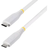 StarTech.com 50cm (1.6ft) USB4 Cable 40Gbps USB-IF Certified USB-C Cable 240W PD 8K 60Hz/4K 240Hz DP2.1 DP40 TPE Jacket Thunderbolt 4 Compatible - White USB-C Cord