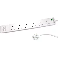 Cables Direct EXTENSION LEAD 6G SURGE 2 USB WHT 2M