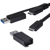 Cablenet 1m USB 3.1c Male - USB 3.1c Male Black Cable with USB 3.0 Adaptor