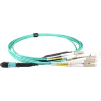 Cablenet 5m OM4 MPO (F) to 4X LC (DX) QSFP Breakout Aqua Cable Method B