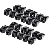 StarTech.com Cat6 Keystone Jack, 24-Pack RJ45 Ethernet Keystone Jacks, UTP Cat6 Wall Jack, 90-Degree 110 Punch Down, Black