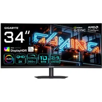 GIGABYTE MO34WQC36 34" WQHD Curved Gaming Monitor 86.4 cm (34") 3440 x 1440 pixels Wide Quad HD QD-OLED 0.03 ms Black