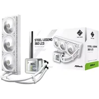 Asrock Steel Legend 360 LCD White AIO Liquid CPU Cooler. 360mm Radiato