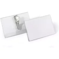 Durable Crocodile Clip Name Badge Holders + Inserts 25 Pack - 54x90mm