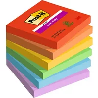 Post-it Super Sticky Notes Playful Colour Collection - 76mm x 76mm with 90 Sheets, none