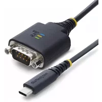 StarTech.com 1ft (30cm) USB-C to Serial Adapter Cable, COM Retention, FTDI Chipset, Type-C to Male DB9 RS232, Status LEDs, Interchangeable DB9 Screws and Nuts