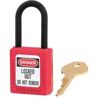MASTER LOCK Red dielectric Zenex thermoplastic safety padlock 38mm wide with 38mm tall nylon shackle