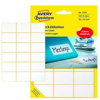 522 AVERY Zweckform Etiketten 3325 weiß 38,0 x 24,0 mm 522 AVERY Zweckform Etiketten 3325 weiß 38,0 x 24,0 mm