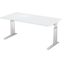 HAMMERBACHER Haziender höhenverstellbarer Schreibtisch lichtgrau rechteckig, C-Fuß-Gestell silber 160,0 x 80,0 cm HAMMERBACHER Haziender höhenverstellbarer Schreibtisch lichtgrau rechteckig, C-Fuß-Gestell silber 160,0 x 80,0 cm
