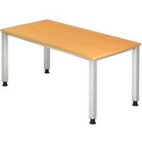HAMMERBACHER Akandia höhenverstellbarer Schreibtisch buche rechteckig, 4-Fuß-Gestell silber 160,0 x 80,0 cm HAMMERBACHER Akandia höhenverstellbarer Schreibtisch buche rechteckig, 4-Fuß-Gestell silber 160,0 x 80,0 cm