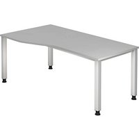 HAMMERBACHER Akandia höhenverstellbarer Schreibtisch lichtgrau Trapezform, 4-Fuß-Gestell silber 180,0 x 80,0/100,0 cm HAMMERBACHER Akandia höhenverstellbarer Schreibtisch lichtgrau Trapezform, 4-Fuß-Gestell silber 180,0 x 80,0/100,0 cm