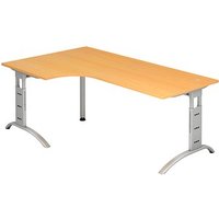 HAMMERBACHER Savona Schreibtisch buche L-Form, C-Fuß-Gestell silber 200,0 x 80,0/120,0 cm HAMMERBACHER Savona Schreibtisch buche L-Form, C-Fuß-Gestell silber 200,0 x 80,0/120,0 cm