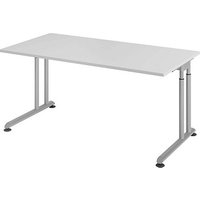 HAMMERBACHER Popular höhenverstellbarer Schreibtisch lichtgrau rechteckig, C-Fuß-Gestell silber 160,0 x 80,0 cm HAMMERBACHER Popular höhenverstellbarer Schreibtisch lichtgrau rechteckig, C-Fuß-Gestell silber 160,0 x 80,0 cm