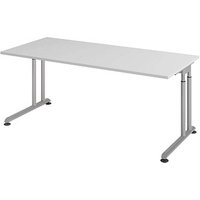HAMMERBACHER Popular höhenverstellbarer Schreibtisch lichtgrau rechteckig, C-Fuß-Gestell silber 180,0 x 80,0 cm HAMMERBACHER Popular höhenverstellbarer Schreibtisch lichtgrau rechteckig, C-Fuß-Gestell silber 180,0 x 80,0 cm