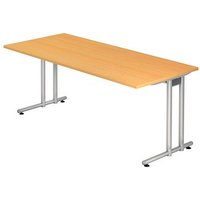 HAMMERBACHER Prokura Schreibtisch buche rechteckig, C-Fuß-Gestell silber 180,0 x 80,0 cm HAMMERBACHER Prokura Schreibtisch buche rechteckig, C-Fuß-Gestell silber 180,0 x 80,0 cm