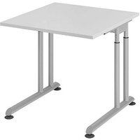 HAMMERBACHER Popular höhenverstellbarer Schreibtisch lichtgrau quadratisch, C-Fuß-Gestell silber 80,0 x 80,0 cm HAMMERBACHER Popular höhenverstellbarer Schreibtisch lichtgrau quadratisch, C-Fuß-Gestell silber 80,0 x 80,0 cm