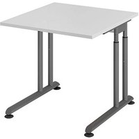 HAMMERBACHER Popular höhenverstellbarer Schreibtisch lichtgrau quadratisch, C-Fuß-Gestell grau 80,0 x 80,0 cm HAMMERBACHER Popular höhenverstellbarer Schreibtisch lichtgrau quadratisch, C-Fuß-Gestell grau 80,0 x 80,0 cm
