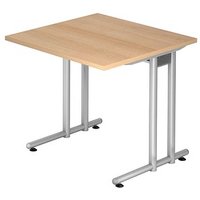 HAMMERBACHER Prokura Schreibtisch eiche quadratisch, C-Fuß-Gestell silber 80,0 x 80,0 cm HAMMERBACHER Prokura Schreibtisch eiche quadratisch, C-Fuß-Gestell silber 80,0 x 80,0 cm