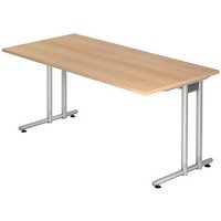 HAMMERBACHER Prokura Schreibtisch eiche rechteckig, C-Fuß-Gestell silber 160,0 x 80,0 cm HAMMERBACHER Prokura Schreibtisch eiche rechteckig, C-Fuß-Gestell silber 160,0 x 80,0 cm