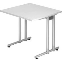 HAMMERBACHER Prokura Schreibtisch weiß quadratisch, C-Fuß-Gestell silber 80,0 x 80,0 cm HAMMERBACHER Prokura Schreibtisch weiß quadratisch, C-Fuß-Gestell silber 80,0 x 80,0 cm