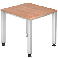 HAMMERBACHER Akandia höhenverstellbarer Schreibtisch nussbaum quadratisch, 4-Fuß-Gestell silber 80,0 x 80,0 cm HAMMERBACHER Akandia höhenverstellbarer Schreibtisch nussbaum quadratisch, 4-Fuß-Gestell silber 80,0 x 80,0 cm