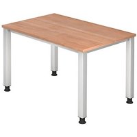HAMMERBACHER Akandia höhenverstellbarer Schreibtisch nussbaum rechteckig, 4-Fuß-Gestell silber 120,0 x 80,0 cm HAMMERBACHER Akandia höhenverstellbarer Schreibtisch nussbaum rechteckig, 4-Fuß-Gestell silber 120,0 x 80,0 cm