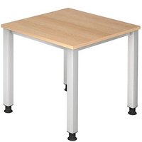 HAMMERBACHER Akandia höhenverstellbarer Schreibtisch eiche quadratisch, 4-Fuß-Gestell silber 80,0 x 80,0 cm HAMMERBACHER Akandia höhenverstellbarer Schreibtisch eiche quadratisch, 4-Fuß-Gestell silber 80,0 x 80,0 cm