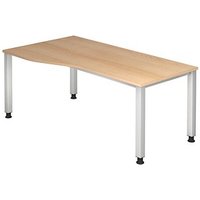 HAMMERBACHER Akandia höhenverstellbarer Schreibtisch eiche Trapezform, 4-Fuß-Gestell silber 180,0 x 80,0/100,0 cm HAMMERBACHER Akandia höhenverstellbarer Schreibtisch eiche Trapezform, 4-Fuß-Gestell silber 180,0 x 80,0/100,0 cm