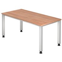 HAMMERBACHER Akandia höhenverstellbarer Schreibtisch nussbaum rechteckig, 4-Fuß-Gestell silber 160,0 x 80,0 cm HAMMERBACHER Akandia höhenverstellbarer Schreibtisch nussbaum rechteckig, 4-Fuß-Gestell silber 160,0 x 80,0 cm