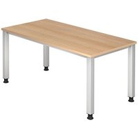 HAMMERBACHER Akandia höhenverstellbarer Schreibtisch eiche rechteckig, 4-Fuß-Gestell silber 160,0 x 80,0 cm HAMMERBACHER Akandia höhenverstellbarer Schreibtisch eiche rechteckig, 4-Fuß-Gestell silber 160,0 x 80,0 cm