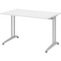HAMMERBACHER Altus Schreibtisch weiß rechteckig, C-Fuß-Gestell silber 120,0 x 80,0 cm HAMMERBACHER Altus Schreibtisch weiß rechteckig, C-Fuß-Gestell silber 120,0 x 80,0 cm