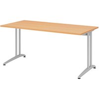 HAMMERBACHER Altus Schreibtisch buche rechteckig, C-Fuß-Gestell silber 160,0 x 80,0 cm HAMMERBACHER Altus Schreibtisch buche rechteckig, C-Fuß-Gestell silber 160,0 x 80,0 cm