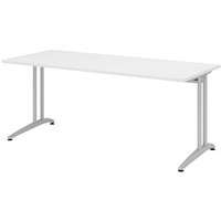 HAMMERBACHER Altus Schreibtisch weiß rechteckig, C-Fuß-Gestell silber 180,0 x 80,0 cm HAMMERBACHER Altus Schreibtisch weiß rechteckig, C-Fuß-Gestell silber 180,0 x 80,0 cm