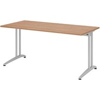 HAMMERBACHER BS16 Schreibtisch nussbaum rechteckig, C-Fuß-Gestell silber 160,0 x 80,0 cm HAMMERBACHER BS16 Schreibtisch nussbaum rechteckig, C-Fuß-Gestell silber 160,0 x 80,0 cm