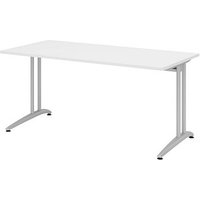 HAMMERBACHER Altus Schreibtisch weiß rechteckig, C-Fuß-Gestell silber 160,0 x 80,0 cm HAMMERBACHER Altus Schreibtisch weiß rechteckig, C-Fuß-Gestell silber 160,0 x 80,0 cm