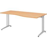 HAMMERBACHER BS18 Schreibtisch buche Trapezform, C-Fuß-Gestell silber 180,0 x 80,0/100,0 cm HAMMERBACHER BS18 Schreibtisch buche Trapezform, C-Fuß-Gestell silber 180,0 x 80,0/100,0 cm