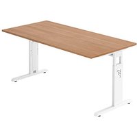 HAMMERBACHER Gradeo höhenverstellbarer Schreibtisch nussbaum rechteckig, C-Fuß-Gestell weiß 160,0 x 80,0 cm HAMMERBACHER Gradeo höhenverstellbarer Schreibtisch nussbaum rechteckig, C-Fuß-Gestell weiß 160,0 x 80,0 cm