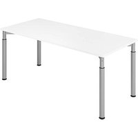 HAMMERBACHER Mirakel höhenverstellbarer Schreibtisch weiß rechteckig, 4-Fuß-Gestell silber 180,0 x 80,0 cm HAMMERBACHER Mirakel höhenverstellbarer Schreibtisch weiß rechteckig, 4-Fuß-Gestell silber 180,0 x 80,0 cm