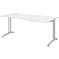 HAMMERBACHER Altus Schreibtisch weiß Trapezform, C-Fuß-Gestell silber 180,0 x 80,0/100,0 cm HAMMERBACHER Altus Schreibtisch weiß Trapezform, C-Fuß-Gestell silber 180,0 x 80,0/100,0 cm