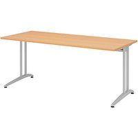 HAMMERBACHER Altus Schreibtisch buche rechteckig, C-Fuß-Gestell silber 180,0 x 80,0 cm HAMMERBACHER Altus Schreibtisch buche rechteckig, C-Fuß-Gestell silber 180,0 x 80,0 cm