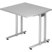HAMMERBACHER Prokura Schreibtisch lichtgrau quadratisch, C-Fuß-Gestell silber 80,0 x 80,0 cm HAMMERBACHER Prokura Schreibtisch lichtgrau quadratisch, C-Fuß-Gestell silber 80,0 x 80,0 cm