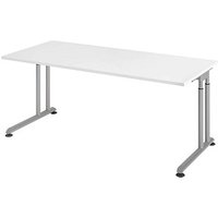 HAMMERBACHER Popular höhenverstellbarer Schreibtisch weiß rechteckig, C-Fuß-Gestell silber 180,0 x 80,0 cm HAMMERBACHER Popular höhenverstellbarer Schreibtisch weiß rechteckig, C-Fuß-Gestell silber 180,0 x 80,0 cm