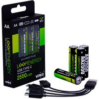 4 VERICO USB-Akkus mit Ladekabel LoopEnergy AA2550 Mignon AA 1700 mAh 4 VERICO USB-Akkus mit Ladekabel LoopEnergy AA2550 Mignon AA 1700 mAh