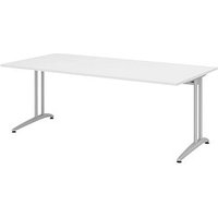 HAMMERBACHER Altus Schreibtisch weiß rechteckig, C-Fuß-Gestell silber 200,0 x 100,0 cm HAMMERBACHER Altus Schreibtisch weiß rechteckig, C-Fuß-Gestell silber 200,0 x 100,0 cm