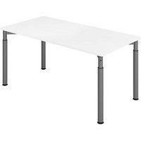 HAMMERBACHER Mirakel höhenverstellbarer Schreibtisch weiß rechteckig, 4-Fuß-Gestell grau 160,0 x 80,0 cm HAMMERBACHER Mirakel höhenverstellbarer Schreibtisch weiß rechteckig, 4-Fuß-Gestell grau 160,0 x 80,0 cm