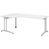 HAMMERBACHER Altus Schreibtisch weiß L-Form, C-Fuß-Gestell silber 200,0 x 80,0/120,0 cm HAMMERBACHER Altus Schreibtisch weiß L-Form, C-Fuß-Gestell silber 200,0 x 80,0/120,0 cm